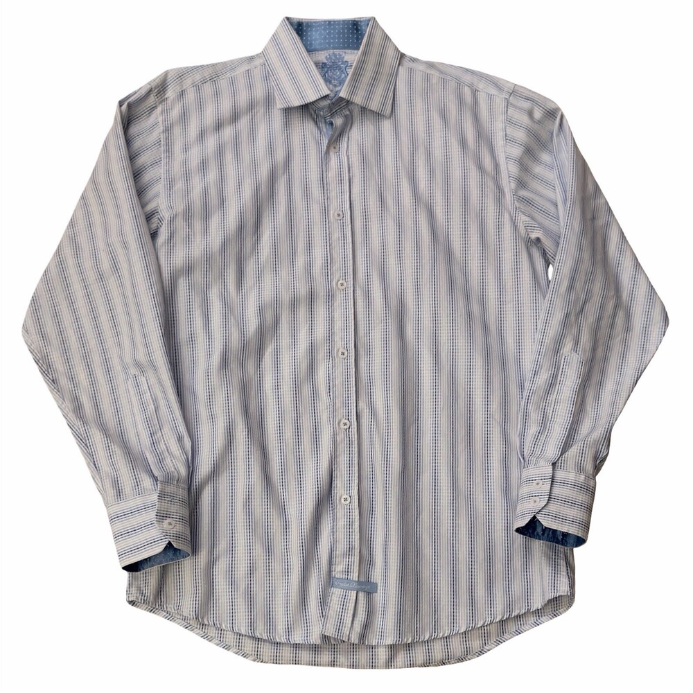 English Laundry Men’s Blue White Striped Button Down Shirt Size 16 34/35